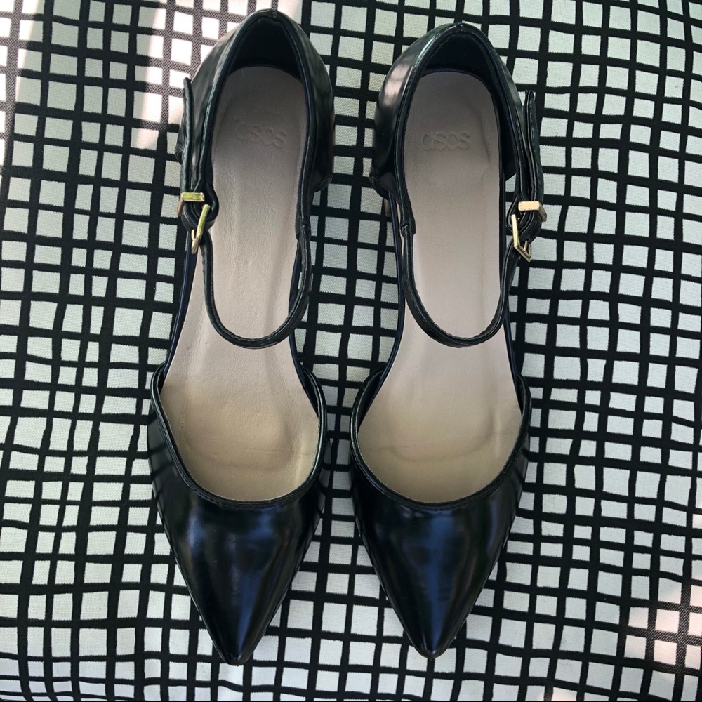 ASOS Pointed-Toe Heels With Ankle Strap - Size 8